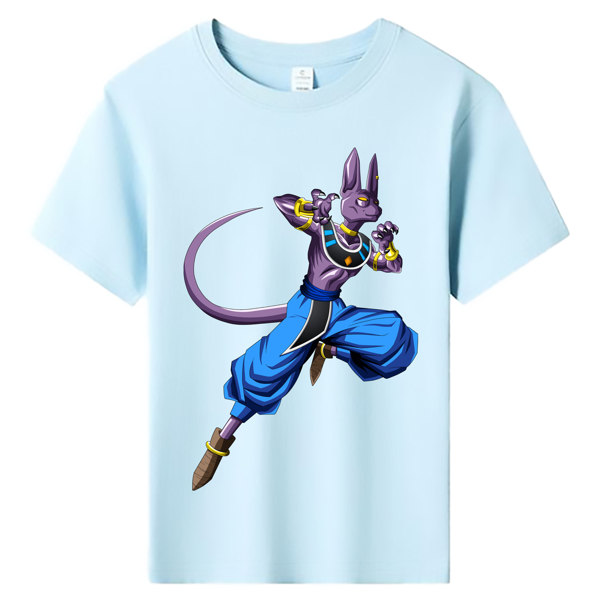 （画像用） ドラゴンボール ビルス 破壊神ビルス DRAGON BALL Beerus Birusu 綿100％キッズTシャツ（フロントプリント）